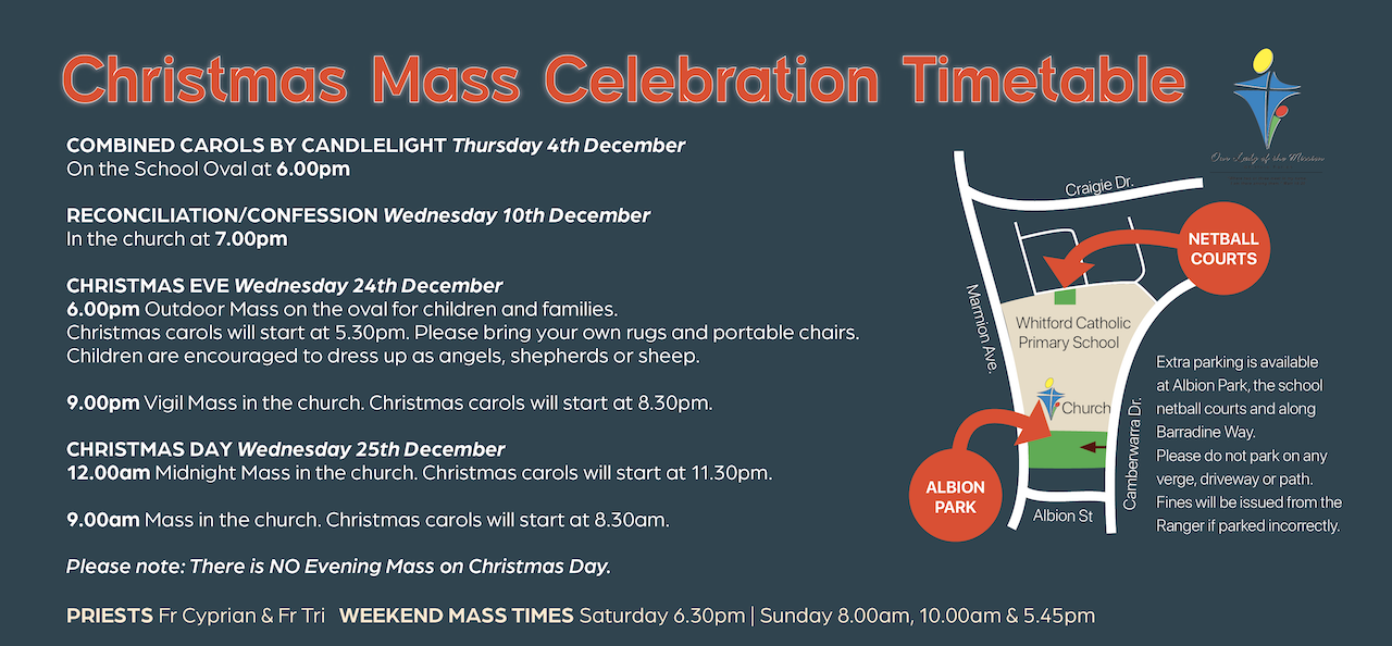 Christmas 2025 Flyer with Mass times